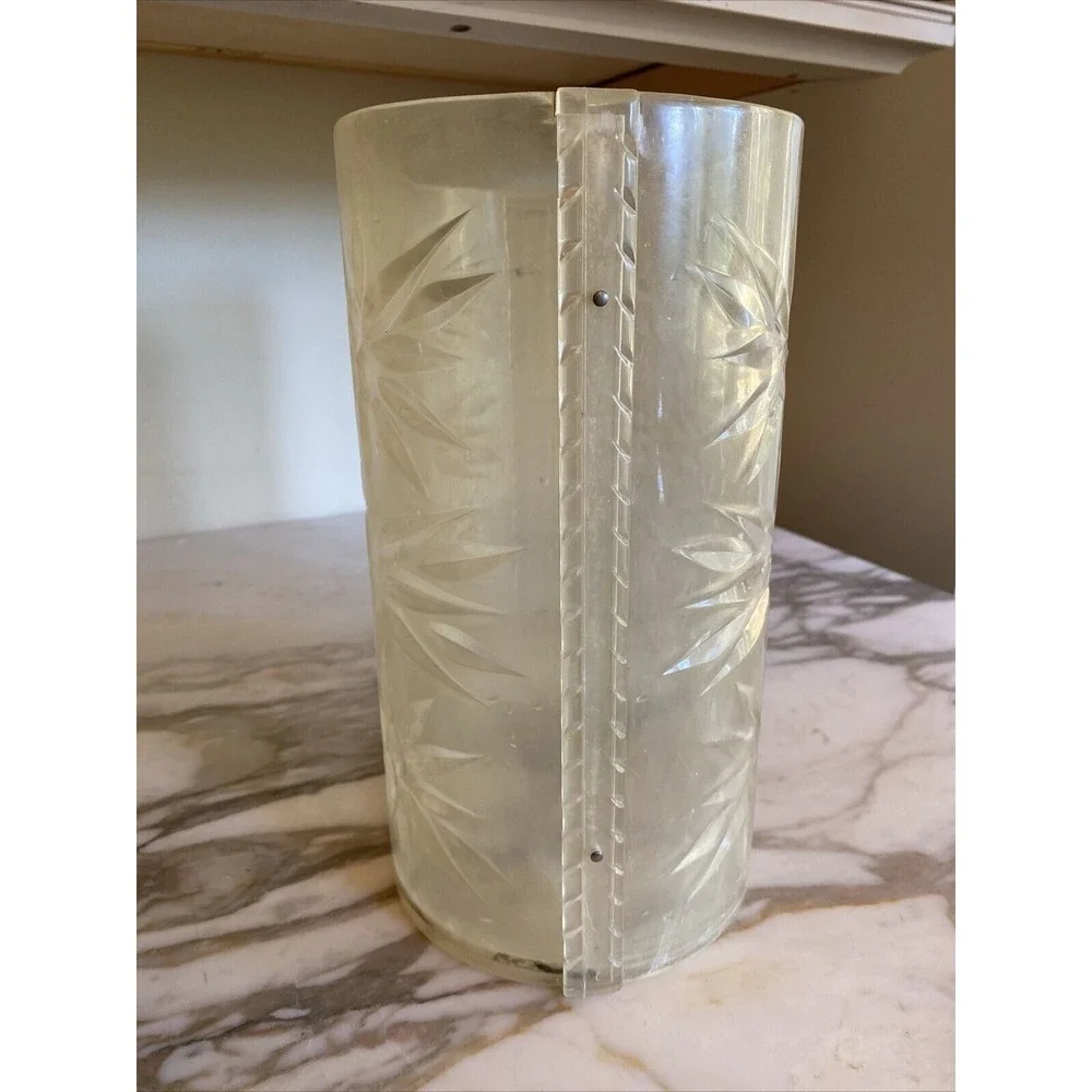Vintage MCM Starburst Bathroom Waste Basket Can Clear‎ Hard Plastic Lucite
